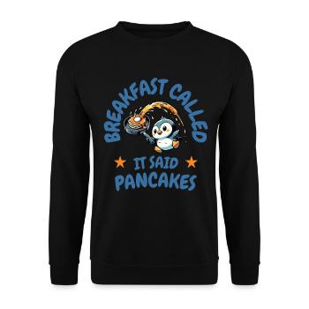 Waffle Love Funny Waffle Design - Unisex Sweatshirt - black - Front - Alina (178cm) & Michal (187cm)