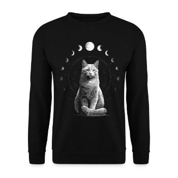Moon Phase Cat Moon Cat Lover Design - Unisex Sweatshirt - black - Front - Alina (178cm) & Michal (187cm)