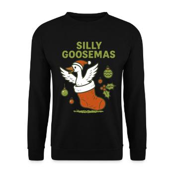 Dumme Gänsemas, Gans, Weihnachten, Lustiger Weihnachtsmann - Unisex Pullover - Schwarz - Vorne - Alina (178cm) & Michal (187cm)