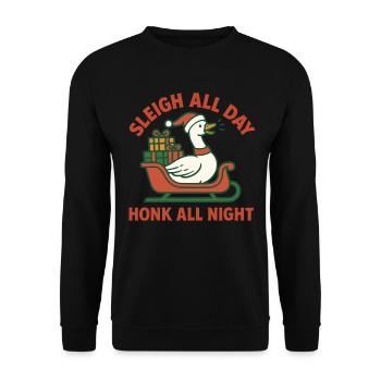 Gans Weihnachten Lustiger Weihnachtsmann Schlitten Den ganzen Tag - Unisex Pullover - Schwarz - Vorne - Alina (178cm) & Michal (187cm)