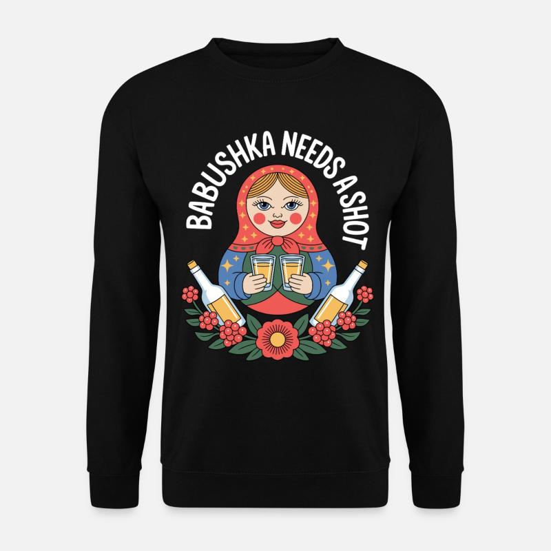 Babushka with Shot's motif - Unisex Sweatshirt - black