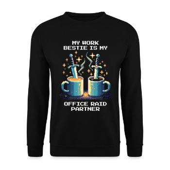 My Office Buddy Is My Raid Partner | Office, MMO - Unisex Sweatshirt - black - Front - Alina (178cm) & Michal (187cm)
