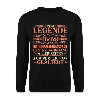 50th Birthday Absolutely unique since 1976 - Unisex Sweatshirt - black - Front - Alina (178cm) & Michal (187cm)