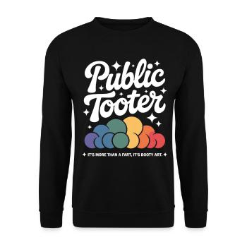 Public Tooter Regenbogenwolken - Unisex Pullover - Schwarz - Vorne - Alina (178cm) & Michal (187cm)
