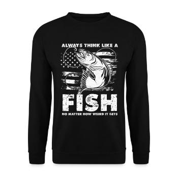 Fish Thoughts Flag Pattern - Unisex Sweatshirt - black - Front - Alina (178cm) & Michal (187cm)