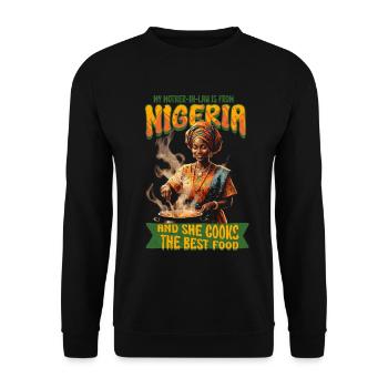 Nigerianische Schwiegermutter Nigeria - Unisex Pullover - Schwarz - Vorne - Alina (178cm) & Michal (187cm)