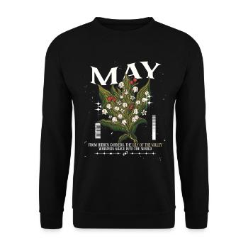 Geburtsblumen Geburtsblume Mai Maiglöckchen - Unisex Pullover - Schwarz - Vorne - Alina (178cm) & Michal (187cm)