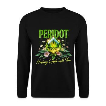 Birthstone August Peridot - Unisex Sweatshirt - black - Front - Alina (178cm) & Michal (187cm)