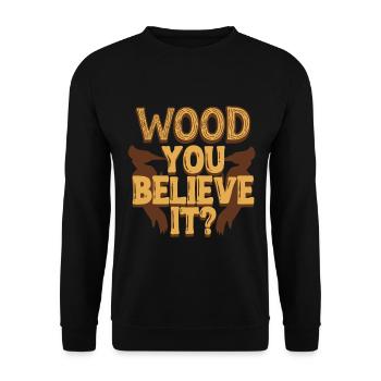 Elfenbein Specht Wood You Believe It? - Unisex Pullover - Schwarz - Vorne - Alina (178cm) & Michal (187cm)