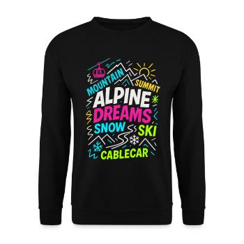 Rêves alpins | Conception de skis d’hiver - Sweat-shirt Unisexe - noir - Devant - Alina (178cm) & Michal (187cm)