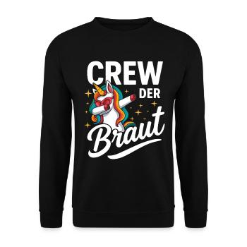 Crew der Braut Einhorn Shirt Junggesellenabschied - Unisex Pullover - Schwarz - Vorne - Alina (178cm) & Michal (187cm)