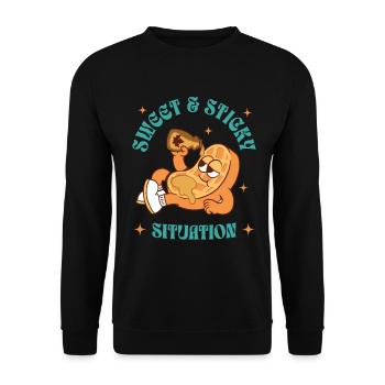 Waffle Iron Fan Waffle Baker Outfit - Unisex Sweatshirt - black - Front - Alina (178cm) & Michal (187cm)