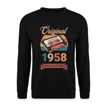 Original 1958 Limited Edition Geburtstag Geschenk - Unisex Pullover - Schwarz - Vorne - Alina (178cm) & Michal (187cm)