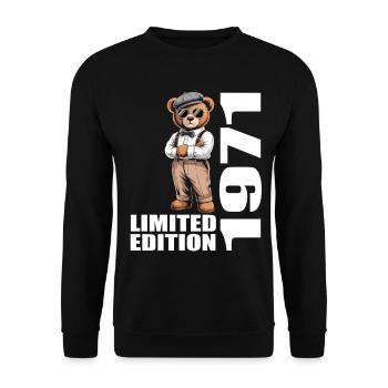 1971 Limited Edition Bär Geburtstag 1971 - Unisex Pullover - Schwarz - Vorne - Alina (178cm) & Michal (187cm)