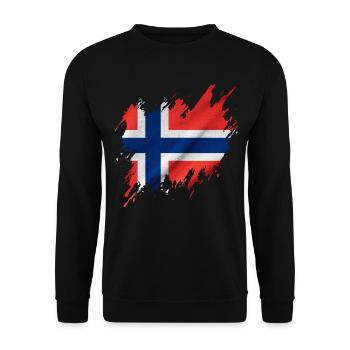 Norwegische Flagge, zerrissen Stil - Unisex Pullover - Schwarz - Vorne - Alina (178cm) & Michal (187cm)