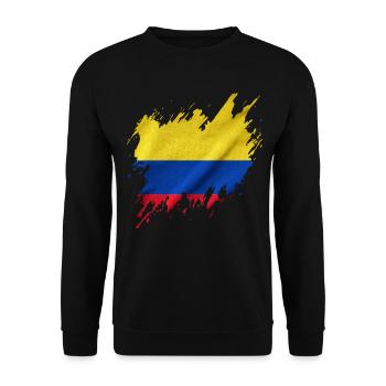 Flagge Kolumbiens, Rissstil - Unisex Pullover - Schwarz - Vorne - Alina (178cm) & Michal (187cm)
