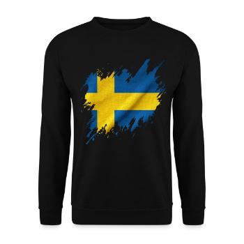 Flagge Schwedens, Rissstil - Unisex Pullover - Schwarz - Vorne - Alina (178cm) & Michal (187cm)