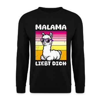 Bald Mama MALAMA LIEBT DICH Lustiges - Unisex Pullover - Schwarz - Vorne - Alina (178cm) & Michal (187cm)