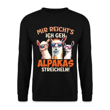 Alpaga J’EN AI ASSEZ, JE VAIS CARESSER LES ALPAGAS - Sweat-shirt Unisexe - noir - Devant - Alina (178cm) & Michal (187cm)