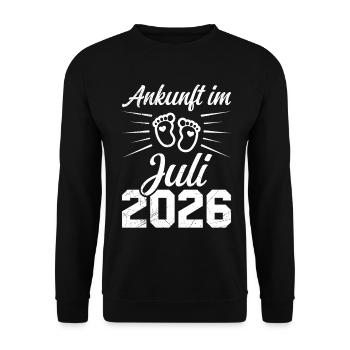 Femme enceinte ARRIVÉE EN JUILLET 2026 Drôle - Sweat-shirt Unisexe - noir - Devant - Alina (178cm) & Michal (187cm)