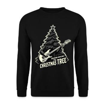 Schaukeln um den Weihnachtsbaum - Unisex Pullover - Schwarz - Vorne - Alina (178cm) & Michal (187cm)