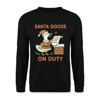 Père Noël Oie En Devoir Drôle Noël Design - Sweat-shirt Unisexe - noir - Devant - Alina (178cm) & Michal (187cm)