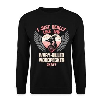 Elfenbein Specht Vogelbeobachter - Unisex Pullover - Schwarz - Vorne - Alina (178cm) & Michal (187cm)