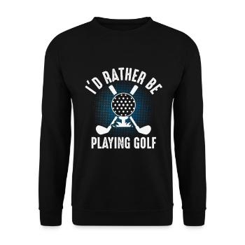 Ich würde lieber Golf spielen – Golfer Design - Unisex Pullover - Schwarz - Vorne - Alina (178cm) & Michal (187cm)