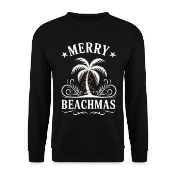Weihnachten am Strand – Merry Beachmas - Unisex Pullover - Schwarz - Vorne - Alina (178cm) & Michal (187cm)