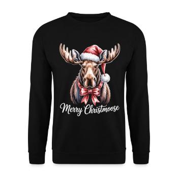 Christmas Moose – Merry Christmoose - Unisex Sweatshirt - black - Front - Alina (178cm) & Michal (187cm)
