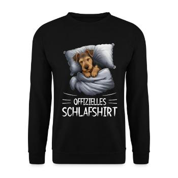 Official Sleep Shirt Airedale Terrier Dog - Unisex Sweatshirt - black - Front - Alina (178cm) & Michal (187cm)