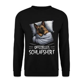 Offizielles Schlafshirt Belgischer Schäferhund - Unisex Pullover - Schwarz - Vorne - Alina (178cm) & Michal (187cm)