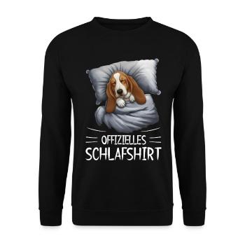 Kuscheltraum Schlafshirt Basset-Hund - Unisex Pullover - Schwarz - Vorne - Alina (178cm) & Michal (187cm)