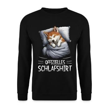 Schlafender Corgi Akita Hund Kuschelshirt - Unisex Pullover - Schwarz - Vorne - Alina (178cm) & Michal (187cm)