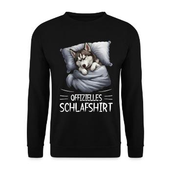 Offizielles Schlafshirt Alaskan Husky Hund - Unisex Pullover - Schwarz - Vorne - Alina (178cm) & Michal (187cm)