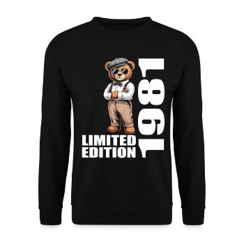 1981 Limited Edition Bär Geburtstag 1981 - Unisex Pullover - Schwarz - Vorne - Alina (178cm) & Michal (187cm)