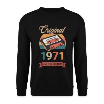 Original 1971 Édition Limitée Cadeau d’Anniversaire - Sweat-shirt Unisexe - noir - Devant - Alina (178cm) & Michal (187cm)