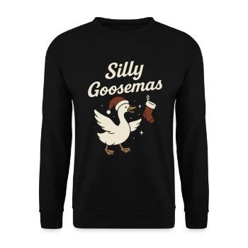 Dumme Gänse Gans Weihnachten Lustiger Weihnachtsmann - Unisex Pullover - Schwarz - Vorne - Alina (178cm) & Michal (187cm)