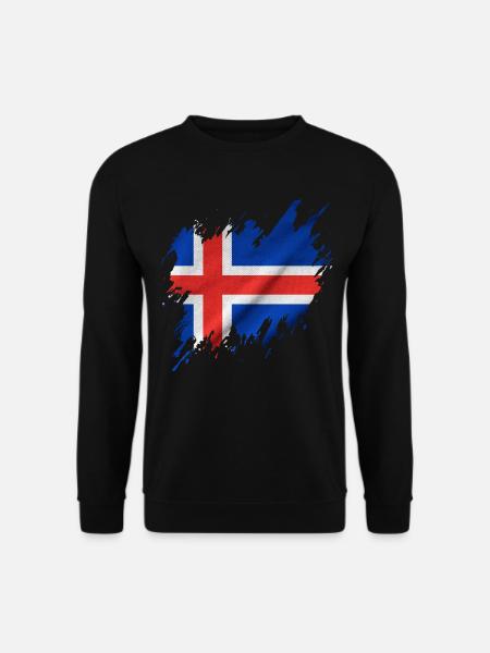 Iceland flag, torn style - Unisex Sweatshirt - black