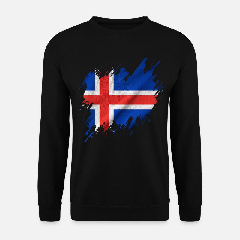 Island-Flagge, zerrissen Stil - Unisex Pullover - Schwarz