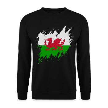 Flag of Wales, torn style - Unisex Sweatshirt - black - Front - Alina (178cm) & Michal (187cm)