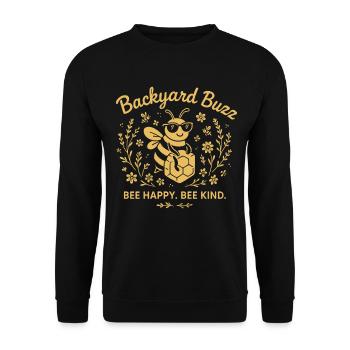 Backyard Buzz Bee Happy Bee Kind - Unisex Pullover - Schwarz - Vorne - Alina (178cm) & Michal (187cm)