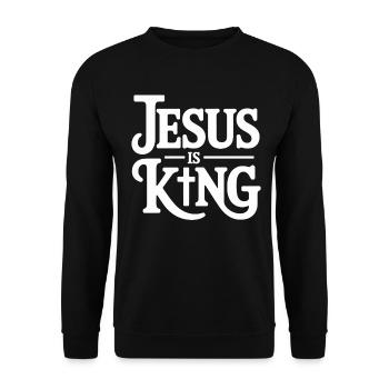 Jesus Is King Christlich Kreuz Glaube - Unisex Pullover - Schwarz - Vorne - Alina (178cm) & Michal (187cm)