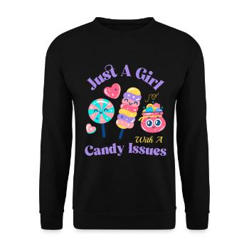 Naschkatze Mode für Candy Fans - Unisex Pullover - Schwarz - Vorne - Alina (178cm) & Michal (187cm)