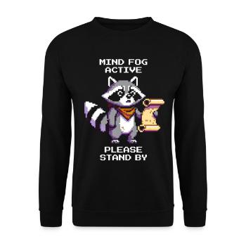 Gehirnnebel aktiv | Bitte kurz Geduld - Unisex Pullover - Schwarz - Vorne - Alina (178cm) & Michal (187cm)