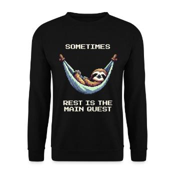 Parfois, le repos est la quête principale | Balance - Sweat-shirt Unisexe - noir - Devant - Alina (178cm) & Michal (187cm)