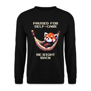 Pause pour prendre soin de soi | Arrière droit - Sweat-shirt Unisexe - noir - Devant - Alina (178cm) & Michal (187cm)
