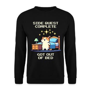 Nebenquest geschafft: Aus dem Bett, Alltags-Erfolg - Unisex Pullover - Schwarz - Vorne - Alina (178cm) & Michal (187cm)