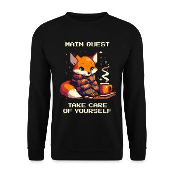 Quête principale : Prenez soin de vous | Prendre soin de soi - Sweat-shirt Unisexe - noir - Devant - Alina (178cm) & Michal (187cm)