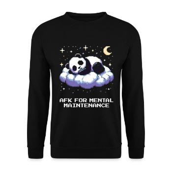 AFK für mentale Wartung | Selbstfürsorge, Pause - Unisex Pullover - Schwarz - Vorne - Alina (178cm) & Michal (187cm)
